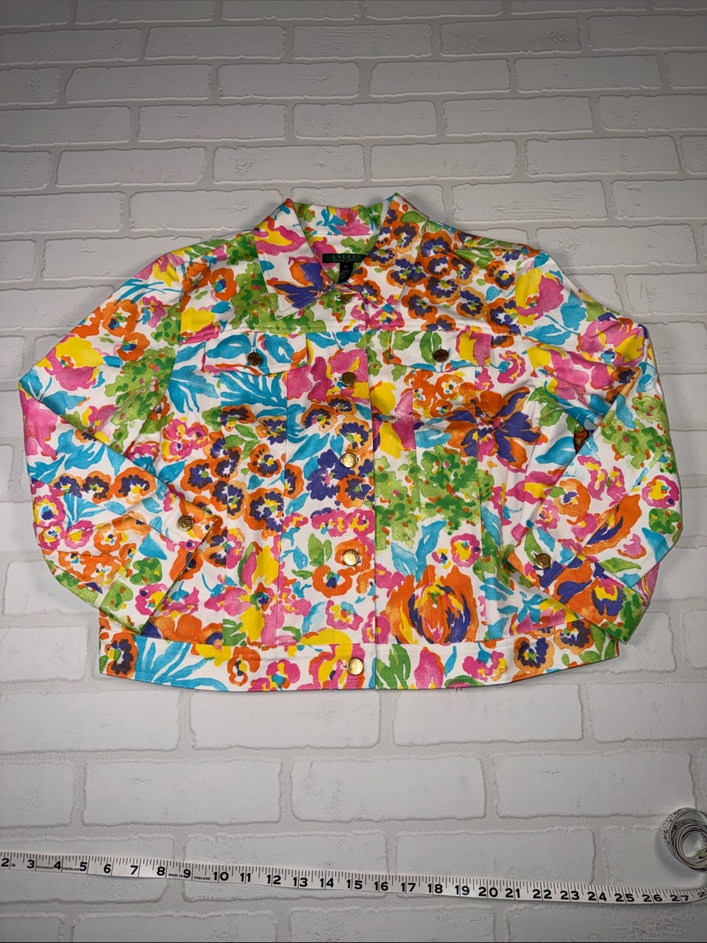 Ralph Lauren Denim Watercolor Floral Women’s Button-Up Shirt Jacket XL